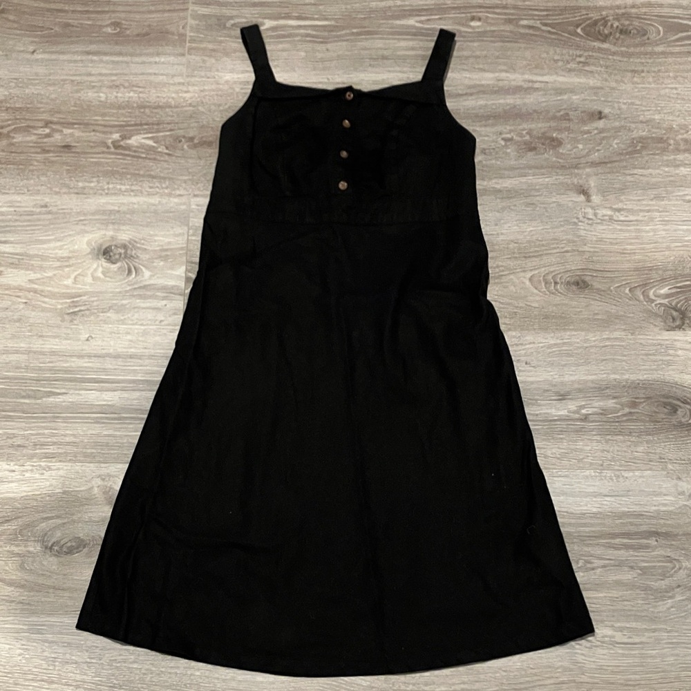 Old Navy Black Midi Dress with Button Detail